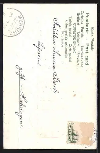 AK Kleeblätter in einem Topf, Neujahrsgrüsse