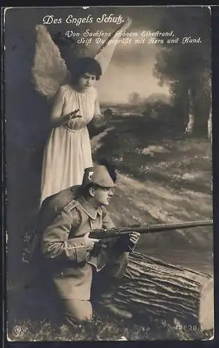 AK Schutzengel wacht über einen Soldaten in Uniform