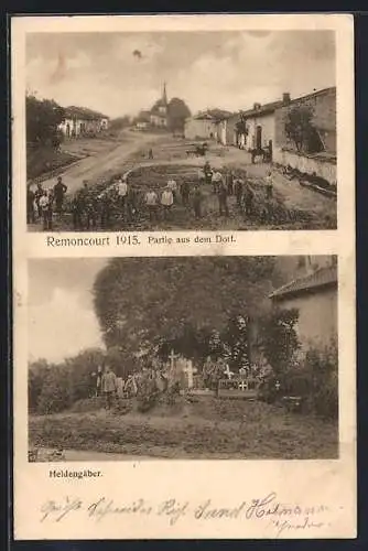 AK Remoncourt, Heldengräber, Blick in eine Strasse