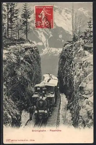 AK Brünig, Brünigbahn mit Passhöhe