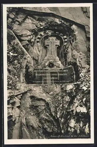 AK Schöllenen, Blick auf das in Stein gehauene Suworoff-Denkmal