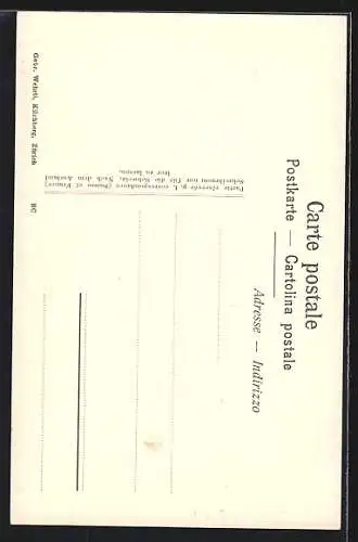 AK Zermatt, Kirche mit Gebirgspanorama