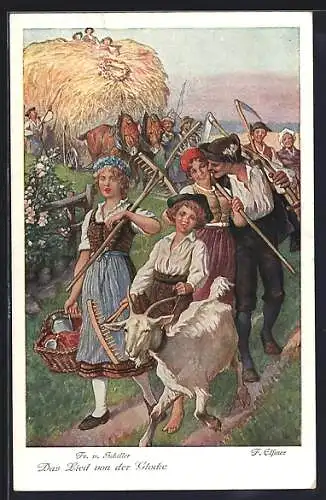 Künstler-AK sign. F. Elssner: Das Lied von der Glocke, Schiller