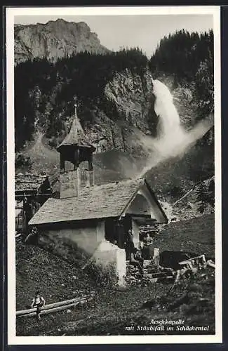 AK Unterschächen, Aeschkapelle mit Stäubifall