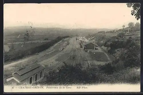 AK Chateau-Chinon, Panorama de la Gare, Bahnhof
