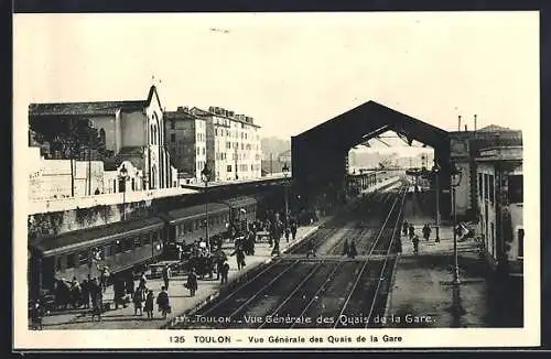 AK Toulon, Vue Générale des Quais de la Gare, Bahnhof