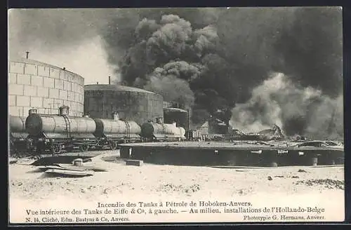 AK Hoboken-Anves, Incendie des Tanks à Pétrole, Vue intérieure des Tanks de Eiffe & Co, Brand