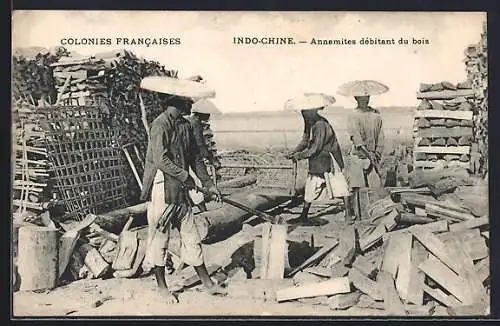 AK Indo-Chine, Annamites debitant du bois, Holzfäller