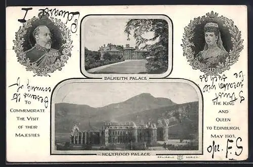 AK Edinburgh, Besuch des Königspaares von England 1903, Holyrood Palace, Dalkeith Palace