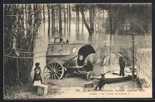 AK Créteil, La Banlieue inondée 1910, La Cuite et la Crue, Hochwasser