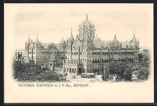 AK Bombay, Victoria Terminus G. J. P. Ry., Bahnhof