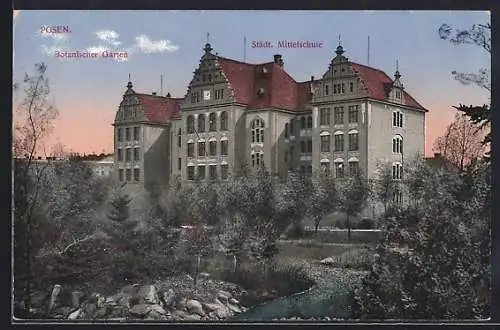AK Posen, Botanischer Garten und Städt. Mittelschule