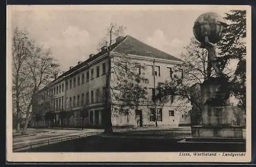 AK Lissa /Wartheland, Landgericht und Atlas-Denkmal