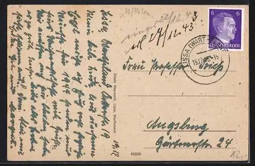 AK Lissa /Wartheland, Landgericht und Atlas-Denkmal