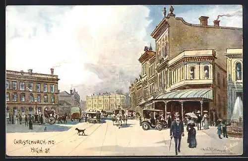 Künstler-AK Christchurch, High Street