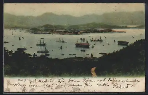AK Hongkong, Blick über den Hafen