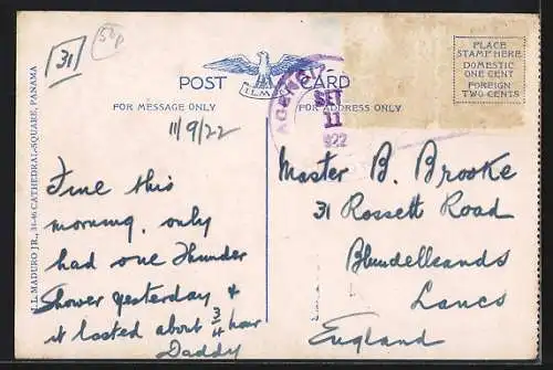 AK Panama Canal, S. S. Cristobal in West Chamber, Pedro Miquel Locks