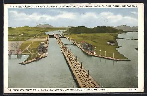 AK Panama Canal, Bird`s Eye View of Miraflores Locks, Looking South