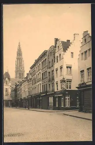 AK Antwerpen, De Eiermarkt, In de diepte O. L. Vrouwe-Toren