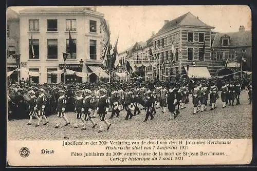 AK Diest, Jubelfeest 300e Verjaring van de dood van den H Johannes Berchmans, Historische stoet van 7 Augustus 1921