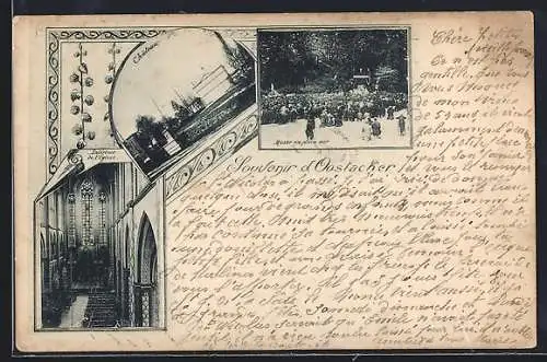 AK Oostacker, Messe en plein air, Chateau, Interieur de l`Eglise