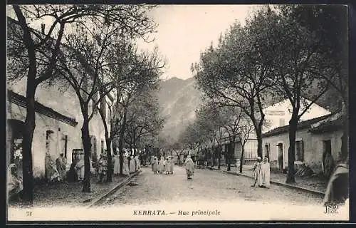 AK Kerrata, Rue Principale, Häuserzeilen und Berge