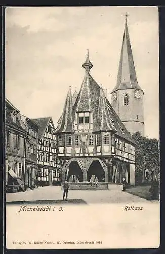 AK Michelstadt i. O., Blick auf das Rathaus