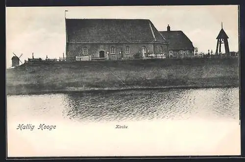 AK Hallig Hooge, Partie an der Kirche