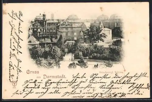 AK Darmstadt, Blick auf das Grossherzogl. Schloss