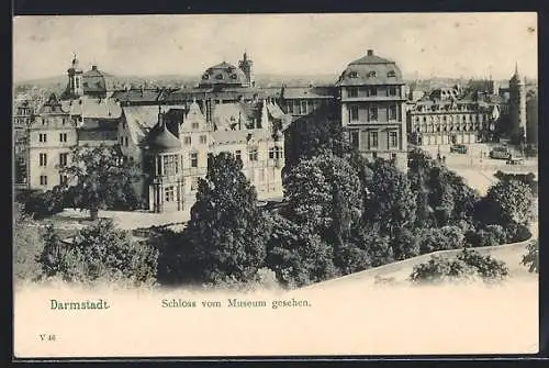 AK Darmstadt, Schloss vom Museum gesehen
