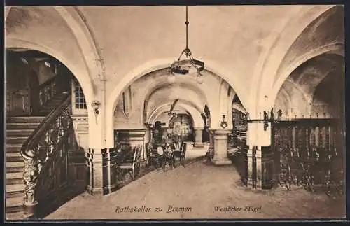 AK Bremen, Restaurant Ratskeller, Westlicher Flügel, Innenansicht
