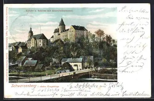 AK Schwarzenberg / Erzgebirge, Partie am Schloss