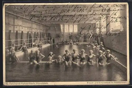 AK Hamburg-Wandsbek, Reichardt-Kakao-Werk, Brause-und Schwimmbad für Arbeiterinnen