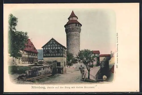 AK Nürnberg, Partie auf der Burg mit tiefem Brunnen
