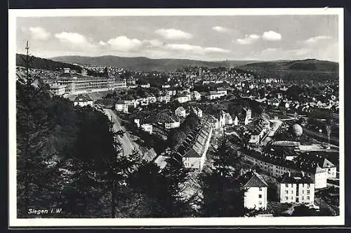 AK Siegen i. W., Ortsansicht aus der Vogelschau