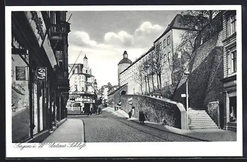 AK Siegen, Unteres Schloss, Strassenansicht