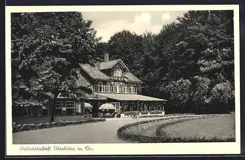 AK Königslutter, Gasthaus Waldwirtschaft Tetzelstein mit Zufahrt