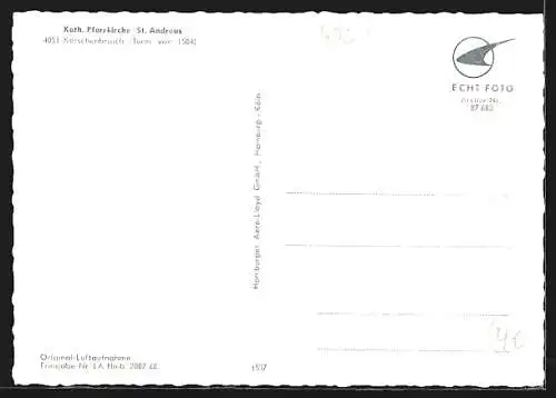 AK Korschenbroich, Kath. Pfarrkirche St. Andreas aus der Vogelschau