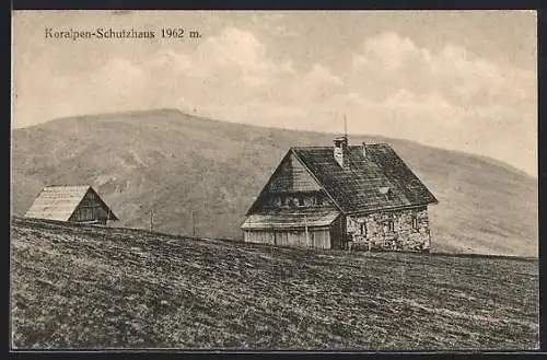 AK Koralpen-Schutzhaus, Berghütte mit Panorama