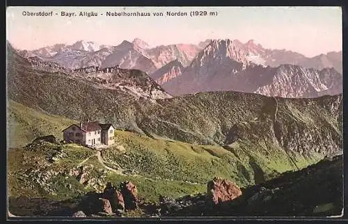 AK Nebelhornhaus /Oberstdorf, Berghütte von Norden