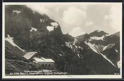 AK Waltenbergerhaus /Allgäu, Berghütte mit Wilde Mann u. Wilde Männle