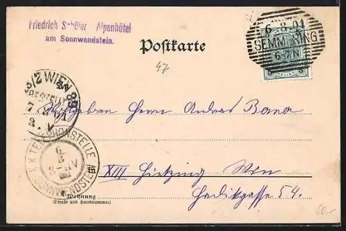 AK Schottwien, Friedrich Schüler Alpenhaus am Sonnwendstein