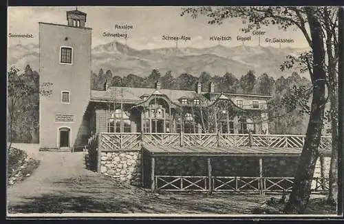 AK Schutzhaus am Hohen Lindkogel der Sektion Baden des Österr. Touristen-Club, Berghütte