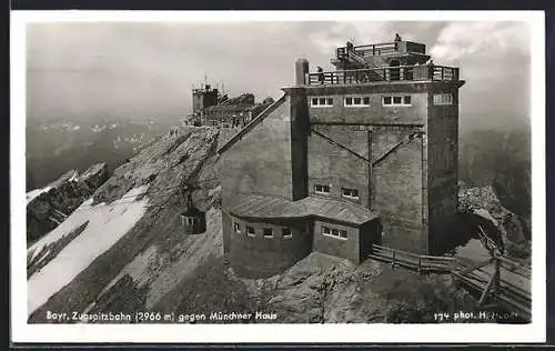AK Bayr. Zugspitzbahn gegen Münchner Haus