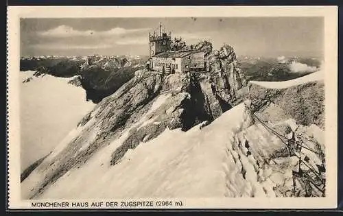 AK Münchener Haus auf der Zugspitze, Ansicht aus der Vogelschau