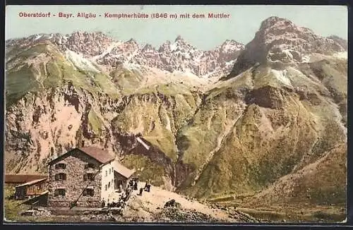 AK Oberstdorf, Kemptnerhütte mit dem Muttler