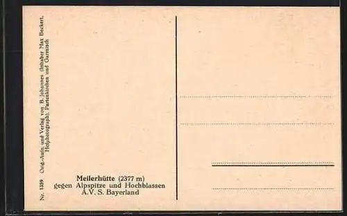 AK Meilerhütte, Berghütte gegen Alpspitze und Hochblassen