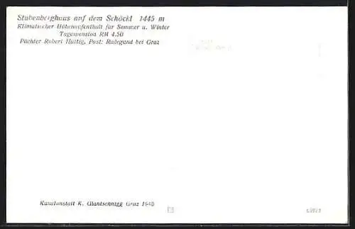 AK Stubenberghaus am Schöckel, Aussenansicht der Berghütte mit Bergpanorama