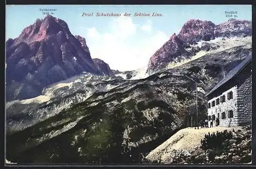 AK Priel Schutzhaus, Berghütte mit Spizmauer und Brodfall