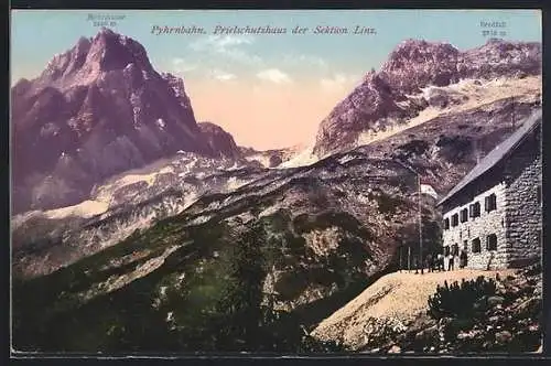 AK Prielschutzhaus /Pyhrnbahn, Teilansicht mit Spitzmauer und Brodfall